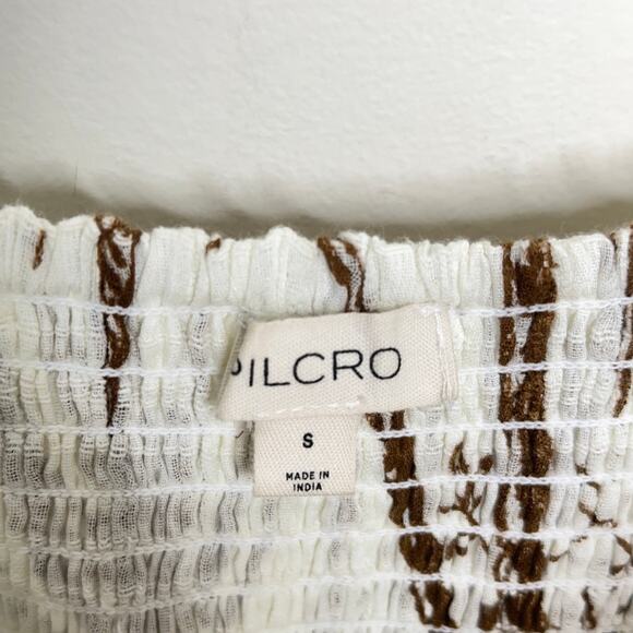 ANTHROPOLOGIE x PILCRO Square Neck Babydoll Midi Dress Gauze Ivory Brown {FF20} - Picture 6 of 7